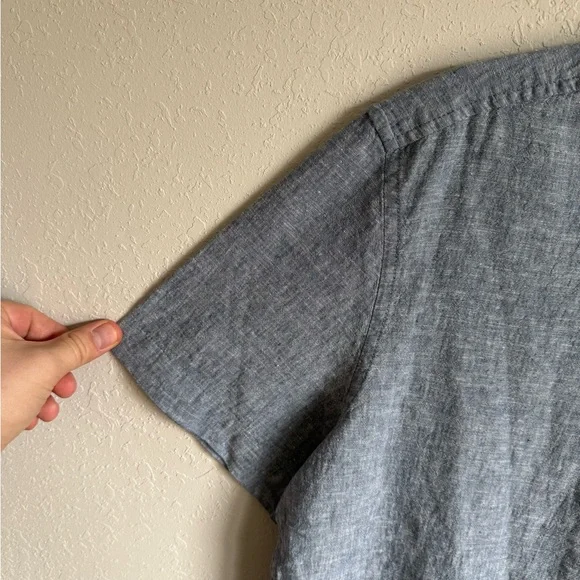 Men’s M Blue Tommy Hilfiger Regular Fit Preppy Casual Travel Shirt Sleeve Shirt - Picture 3 of 6